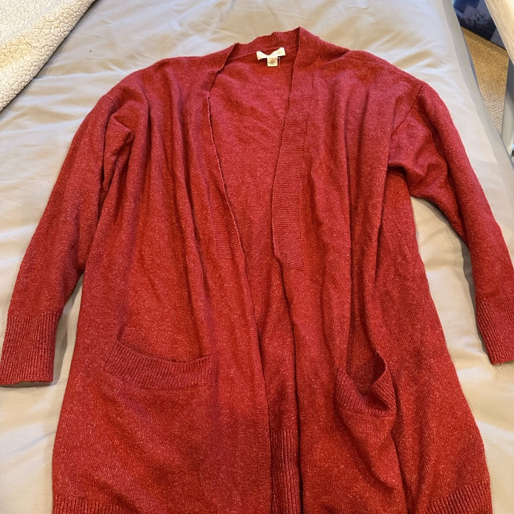 Treasure & Bond Burgundy Open Front Cardigan